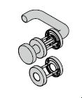 Garniture à bouton fixe, avec rosette et réservation pour cylindre rond, 9 mm