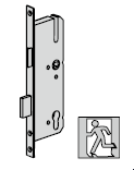 Serrure antipanique avec fonction à bouton fixe E et réservation pour cylindre profilé, 9 mm