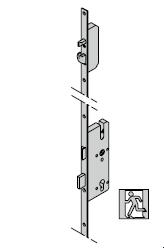 Verrouillage multipoints antipanique (pêne à crochet), avec fonction à bouton fixe E, 9 mm