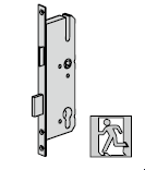 Serrure antipanique avec fonction à bouton fixe E et réservation pour cylindre rond, 9 mm