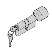Cylindre à bouton pour barre avec rosette ovale (porte ouvrant vers l’intérieur) 35,5 (bouton) + 27,5 mm