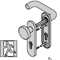 Garniture antipanique à bouton fixe, avec plaque courte, 9 mm, avec réservation pour cylindre profilé, Noir