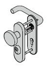 Garniture de sécurité à bouton fixe ES 1, avec plaque courte, 8 mm, avec réservation pour cylindre profilé