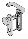Garniture de sécurité à bouton fixe, avec plaque courte (sans protection contre l’arrachement), 8 mm, avec réservation pour cylindre rond
