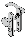 Garniture de sécurité coupe-feu à bouton fixe ES 1, avec plaque courte, 9 mm, avec réservation pour cylindre profilé