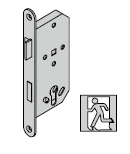 Serrure antipanique pour barre DIN EN 1125, avec fouillot divisé (fonction de passage D) et réservation pour cylindre profilé, 9 mm