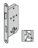 Serrure antipanique pour barre DIN EN 1125, avec fouillot continu (fonction à bouton fixe E) et réservation pour cylindre profilé, 9 mm