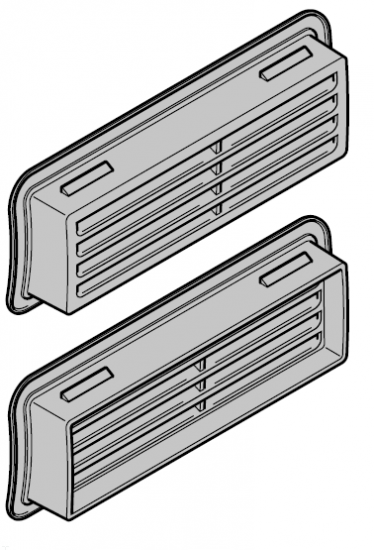 Grille d’aération synthétique noire pour porte de garage enroulable intérieure