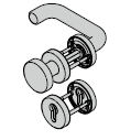Garniture coupe-feu à bouton fixe type D110 antipanique, avec rosette et réservation pour cylindre profilé, 9mm