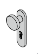 Demi-garniture synthétique à bouton noire, avec plaque courte et réservation pour cylindre profilé, 9 mm, pour barre de pression