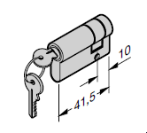 Demi-cylindre profilé 31,5 + 10 mm : N 80 / EcoStar / Porte à portillon incorporé