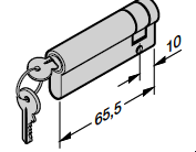 Demi-cylindre profilé N 80 / Porte à portillon incorporé Avec 2 clés Selon la norme DIN 18252 / 18254 55,5 + 10 mm