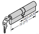 Set de cylindres profilés (1 × 40,5 + 10 mm et 1 × 31,5 + 45,5 mm) pour porte à portillon incorporé, s’entrouvrant (à clé identique)