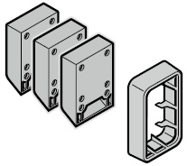 3 cales pour verrouillage de supports roulettes et 1 cadre en applique 42 / 20 mm