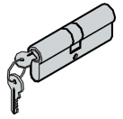 Double cylindre profilé pour portillon indépendant avec type de profilé 2, à fermeture différente 35,0 + 35,0 mm