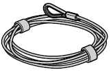 Câbles de traction renforcés Ø 2,9 mm complets, ferrure H avec cosse par porte