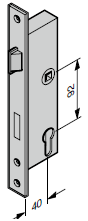 Serrure antipanique 1820 (40 / 92 / 9) pour béquillage, fonction B, vers l’intérieur, sans gâche