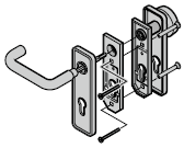 Garniture à bouton fixe et béquille arrondie (72), synthétique noire