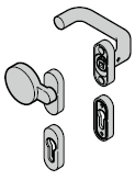 Garniture à bouton fixe (92) coudée / plate (portillon incorporé)
